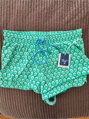 Roller Rabbit Green and White Floral Athletic Shorts with Blue Drawstring